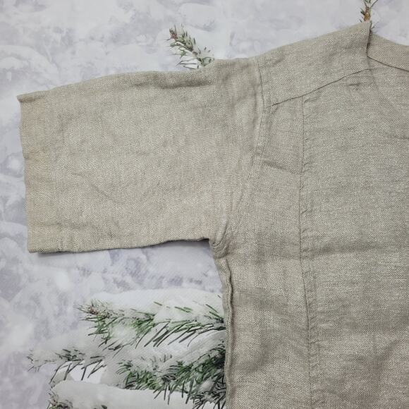 Eileen Fisher Organic Cotton Natural Silver Twinkle Shift Dress Released Hem Sm - Picture 5 of 16